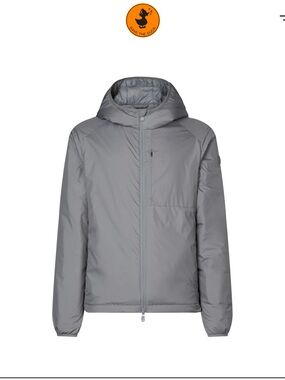 SAVE THE DUCK Men's Light Gray Hooded Puffer Jacket